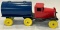 BLUE AND RED PRESSED STEEL TANKER TRUCK - 11 INCHES LONG