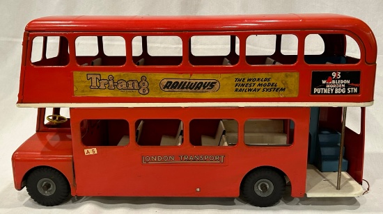 TRI-ANG "LONDON TRANSPORT" LARGE PRESSED STEEL DOUBLE DECKER BUS