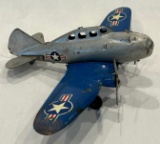 MARX PRESSED STEEL BLUE AIRFORCE MULTI-ENGINE AIRPLANE - 16 INCH WINGSPAN