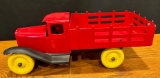 PRESSED STEEL STAKE TRUCK WITH WOODEN WHEELS - RESTORED