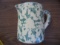 OLD STONEWARE PITCHER WITH GREEN SPONGE DESIGN ON CREAM COLOR