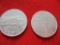 (2) UNION PACIFIC 1934 LUCKY TOKENS-SAMPLE OF ALUMINUM USED ON TRAIN CARS