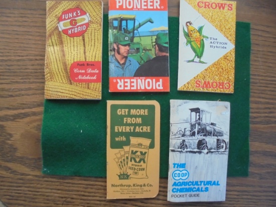 (5) OLD FARM RELATED ADVERTISING POCKET NOTE BOOKS-MOSTLY SEED CORN