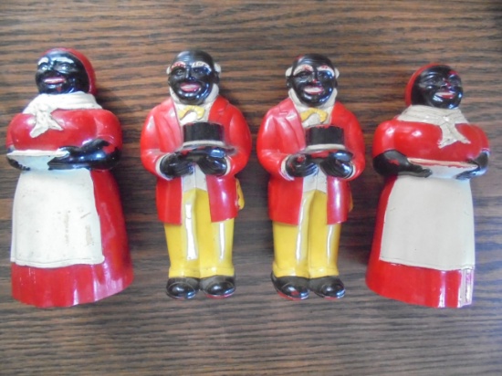 (2) SETS OF OLD HARD PLASTIC "UNCLE MOSE & AUNT JEMIMA" SHAKERS