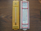 LOT OF (2) OLD ADVERTISING THERMOMETERS-JOHN DEERE & CONOCO OIL DEALER