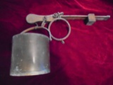OLD BRASS GRAIN BALANCE OR SCALE WITH BUCKET