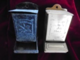 (2) OLD WALL MATCH HOLDERS WITH ADVERTISING