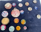 COLLECTION OF SMALL PIN BACK BADGES