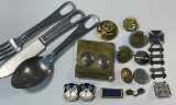 MILITARY BUTTONS & SILVERWARE - MIXED LOT