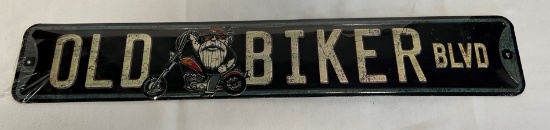 Old Biker Blvd. -- Metal Sign