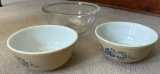 (2) Pyrex & (1) Oven Proof Mixing Bowls
