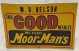 MORMAN'S FEED METAL ADVERTISING SIGN