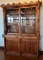 IMPRESSIVE ANTIQUE WOODEN STEP BACK BOOK CASE/ CUPBOARD HUTCH - OVER 8 FEET TALL!