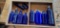FANCY BLUE BOTTLES WITH WOODEN TRAY