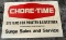 CHORE-TIME METAL ADVERTISING SIGN -- 36 INCHES BY 24 INCHES