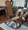 FANCY BENT WOOD WICKER ROCKER