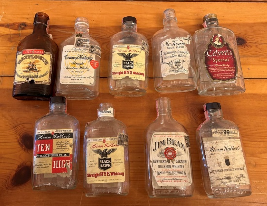 (9) EARLY WHISKEY BOTTLES - VARIOUS MAKERS HERE