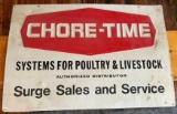 CHORE-TIME METAL ADVERTISING SIGN -- 36 INCHES BY 24 INCHES