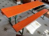 PRIMITIVE ORANGE & GREEN FOLD UP PICNIC TABLE