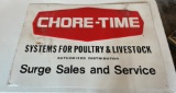 CHORE-TIME METAL ADVERTISING SIGN -- 36 INCHES BY 24 INCHES