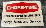 CHORE-TIME METAL ADVERTISING SIGN -- 36 INCHES BY 24 INCHES