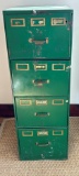 OLD GREEN COLORED 4 DRAWER METAL FILE CABINET