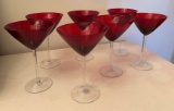 (7) RUBY RED TOP FANCY DRINK GLASSES