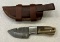 DAMASCUS STEEL FIXED BLADE KNIFE WITH SHEATH - PATRIOTIC HANDLE