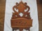 ANTIQUE WALNUT WALL LETTER HOLDER WITH CARVED DETAILS-ATTRACTIVE