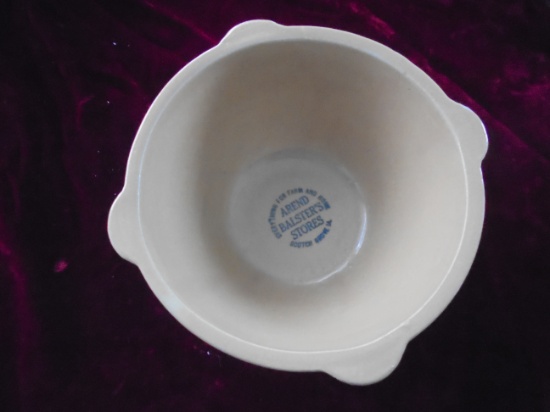 OLD ADVERTISING BOWL FROM HISTORIC "SCOTCH GROVE IOWA"- "AREND-BALSATER STORE"