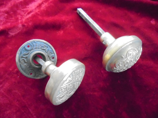 TWO OLD BRASS DOOR KNOBS-THEY  DO NOT MATCH- SEE PHOTO