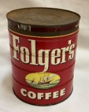 FOLGER'S COFFE TIN - LARGER SIZED - 7 3/4 INCHES TALL