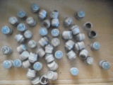 AROUND 40 ANTIQUE SIGN REFLECTOR MARBLES-SOME WITH SCREW ON NUT -SEE PHOTO