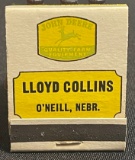 LLOYD COLLINS - O'NEILL, NEBR. JOHN DEERE ADVERTISING MATCH BOOK
