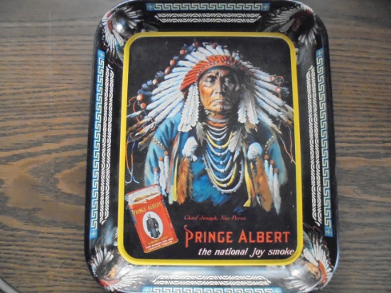 1983 "PRINCE ALBERT TOBACCO" ADVERTISING TRAY WITH NATIVE AMERICAN GRAPHIC