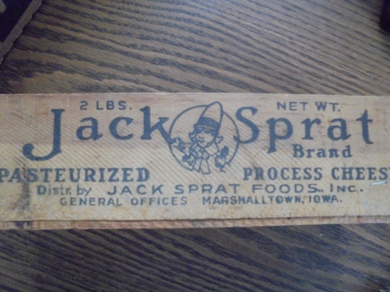 OLD WOOD "JACK SPRAT" ADVERTISING CHEESE BOX