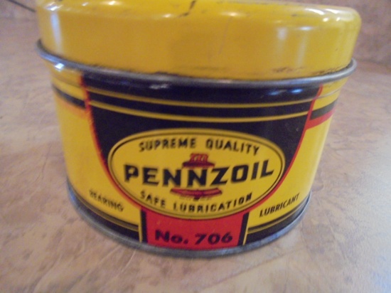 OLD ALL METAL ADVERTISING GREASE TIN "PENNZOIL"