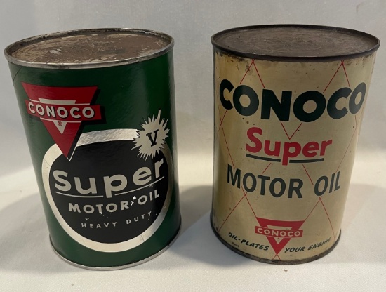 CONOCO SUPER MOTOR OIL - ADVERTISING CANS