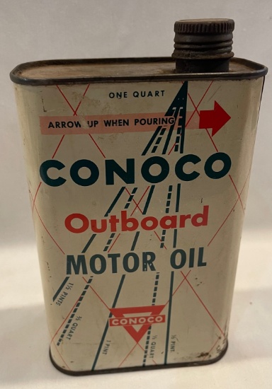 CONOCO "OUTBOARD MOTOR OIL" QUART TIN