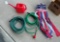 (2) GARDEN HOSES - SPRINKING CAN - PATRIOTIC WIND SOCK