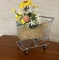 MINI SHOPPING CART WITH SPRINGTIME FAUX FLOWERS