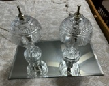 (2) TABLE TOP LAMPS AND MIRROR BASE