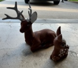 CONCRETE DEER AND BABY -- OUTDOOR YARD ART