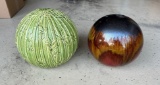 (2) YARD ART GLOBES