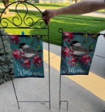 (2) LAWN WELCOME BANNERS - FEATURING ROBINS