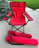 (2) RED FOLDING LAWN CHAIRS