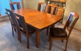 TWO-TONE WOODEN DINING ROOM TABLE WITH 6 CHAIRS