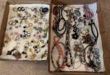 TWO BOXES OF JEWELRY - EARRINGS AND NECKLACES
