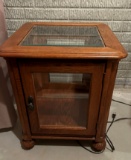 WOODEN GLASS LIGHTED DISPLAY END TABLE