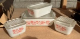 PYREX CASSEROLE DISHES - PINK & WHITE